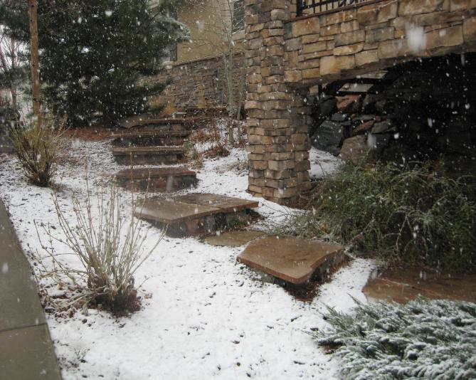 flagstone steps with granite risers