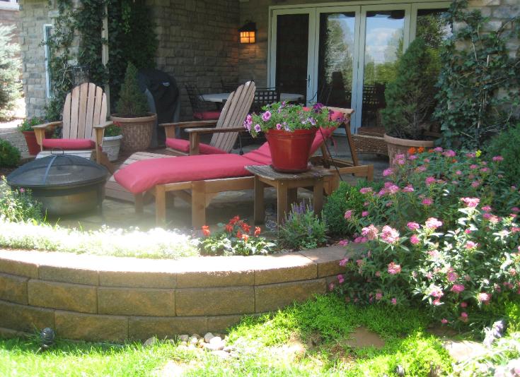 raised patio and garden