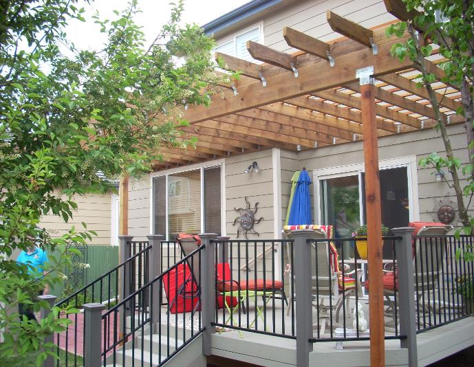 gray deck and pergola