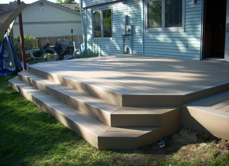 low composite deck and wide steps